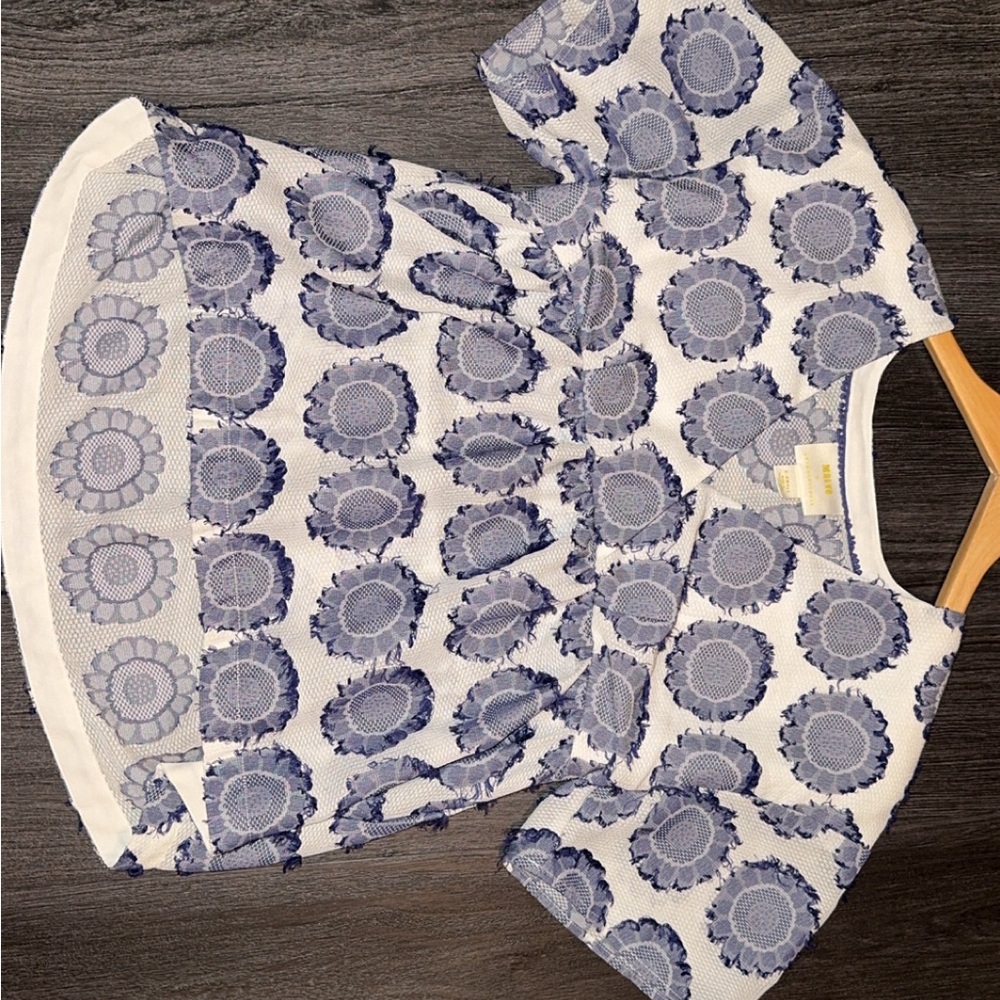 Floral Blue and White Top